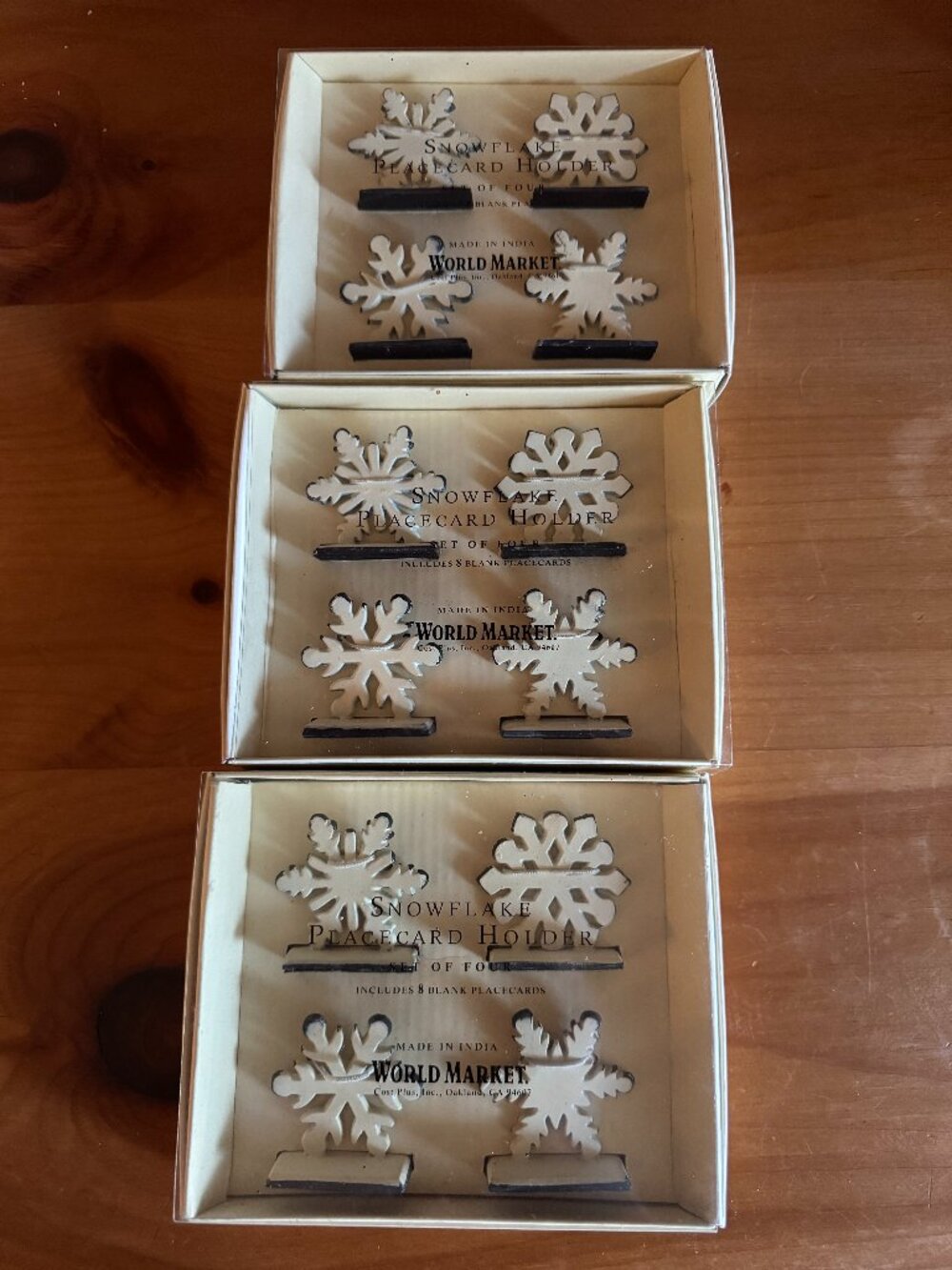 NIB World Market Rustic Cream Snowflake Placecard Holders - Set of Twelve
